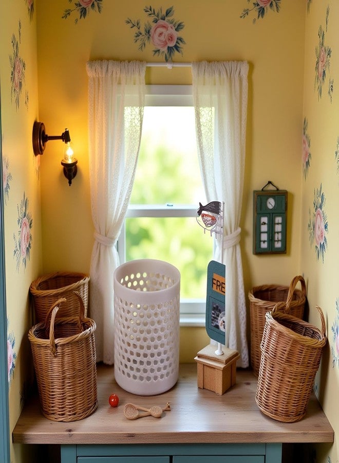 Zhuluck Dollhouse Mini Storage and Laundry Basket, Gray, 1:12 Scale, Plastic Bathroom Laundry Accessory - Image 4